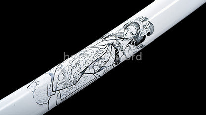 1095 Kohlenstoffstahl Katana Blaue Klinge Japanisches Samurai-Schwert Full Tang Schwarz 