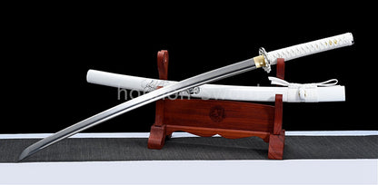 1095 Kohlenstoffstahl Katana Blaue Klinge Japanisches Samurai-Schwert Full Tang Schwarz 