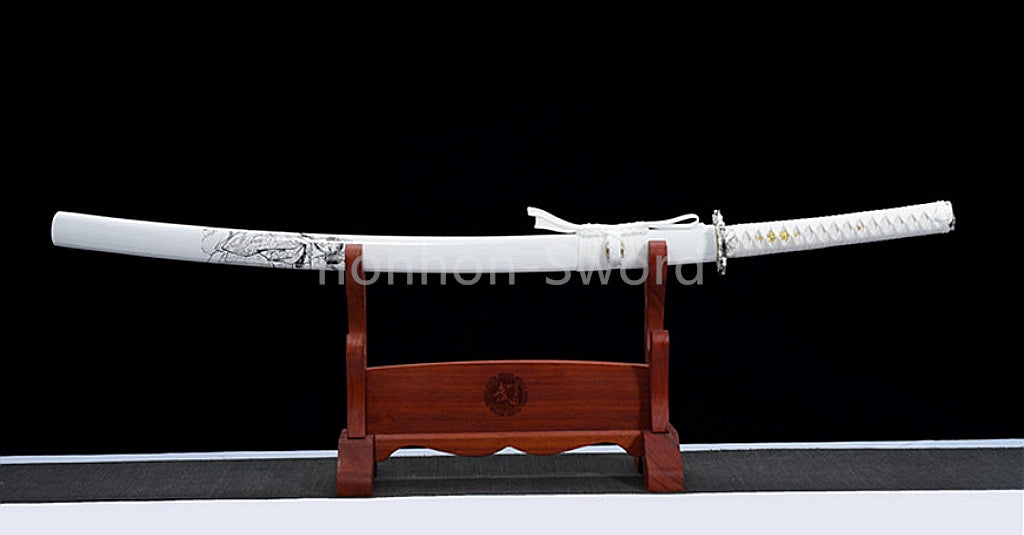 1095 Kohlenstoffstahl Katana Blaue Klinge Japanisches Samurai-Schwert Full Tang Schwarz 