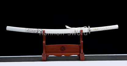 1095 Kohlenstoffstahl Katana Blaue Klinge Japanisches Samurai-Schwert Full Tang Schwarz 