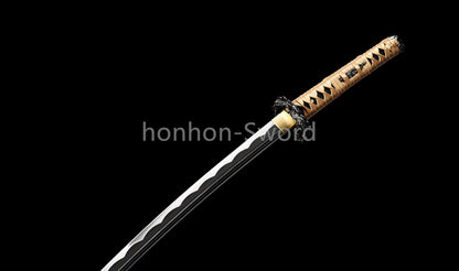1095 Kohlenstoffstahl Katana Blaue Klinge Japanisches Samurai-Schwert Full Tang Schwarz 