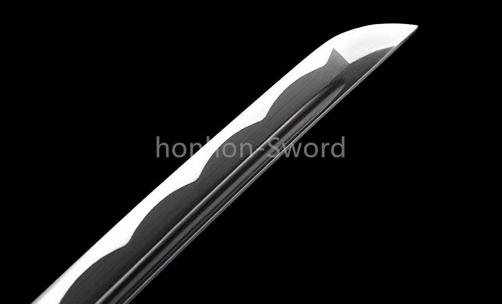 1095 Kohlenstoffstahl Katana Blaue Klinge Japanisches Samurai-Schwert Full Tang Schwarz 