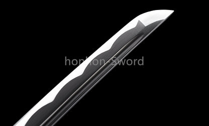 1095 Kohlenstoffstahl Katana Blaue Klinge Japanisches Samurai-Schwert Full Tang Schwarz 