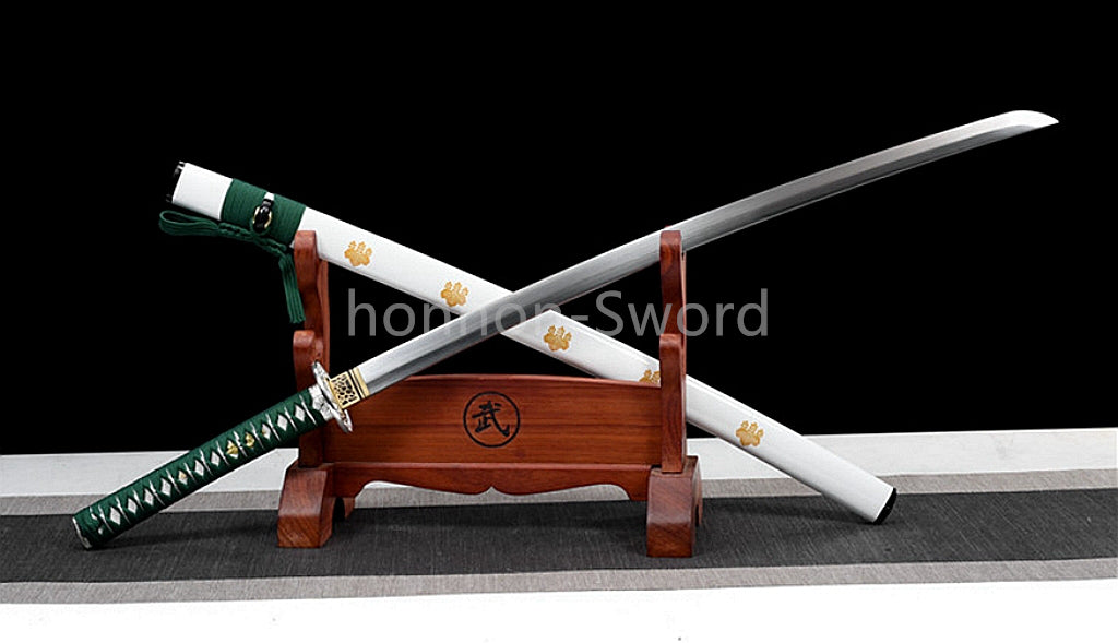 1095 Kohlenstoffstahl Katana Blaue Klinge Japanisches Samurai-Schwert Full Tang Schwarz 