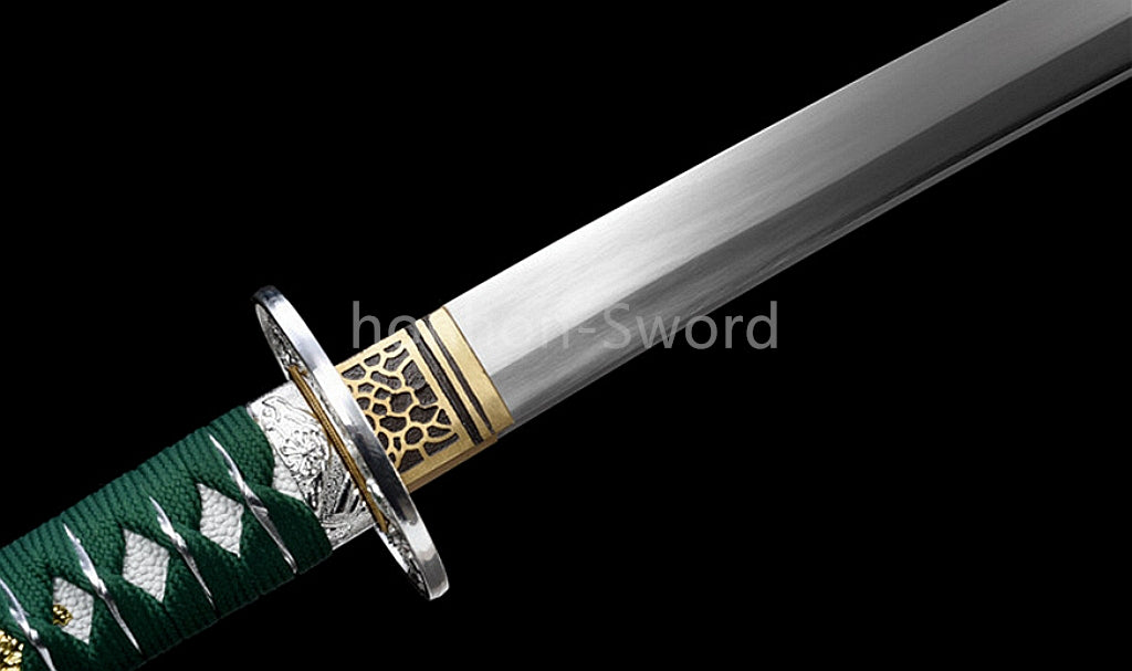 1095 Kohlenstoffstahl Katana Blaue Klinge Japanisches Samurai-Schwert Full Tang Schwarz 