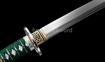 1095 Kohlenstoffstahl Katana Blaue Klinge Japanisches Samurai-Schwert Full Tang Schwarz 