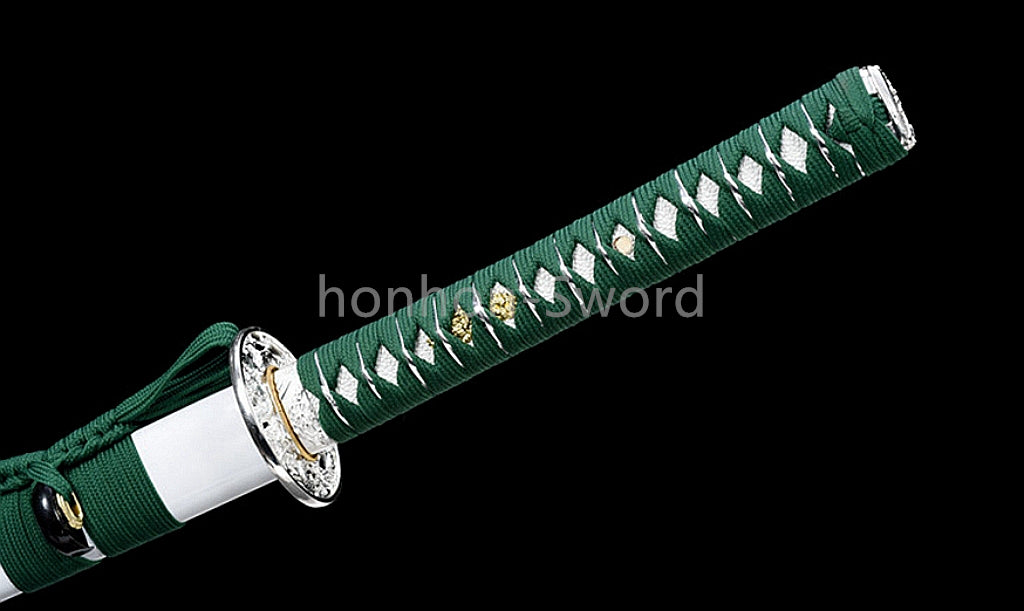1095 Kohlenstoffstahl Katana Blaue Klinge Japanisches Samurai-Schwert Full Tang Schwarz 