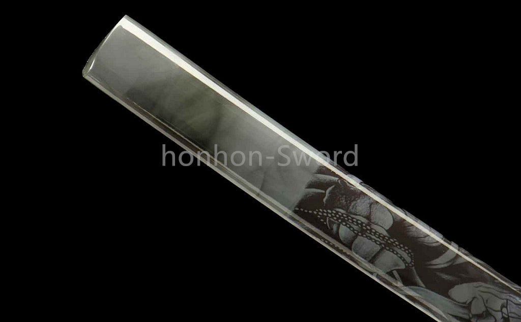 1095 Kohlenstoffstahl Katana Blaue Klinge Japanisches Samurai-Schwert Full Tang Schwarz 