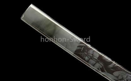 1095 Kohlenstoffstahl Katana Blaue Klinge Japanisches Samurai-Schwert Full Tang Schwarz 