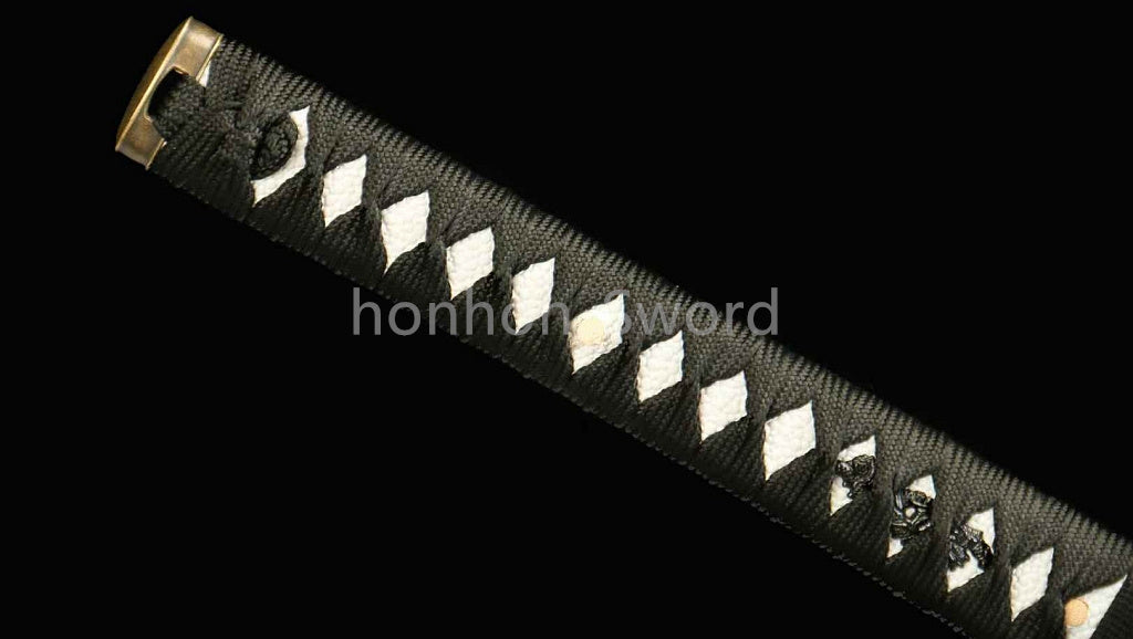1095 Kohlenstoffstahl Katana Blaue Klinge Japanisches Samurai-Schwert Full Tang Schwarz 