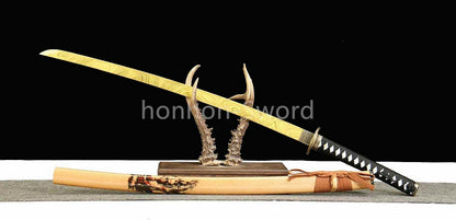 1095 Kohlenstoffstahl Katana Blaue Klinge Japanisches Samurai-Schwert Full Tang Schwarz 