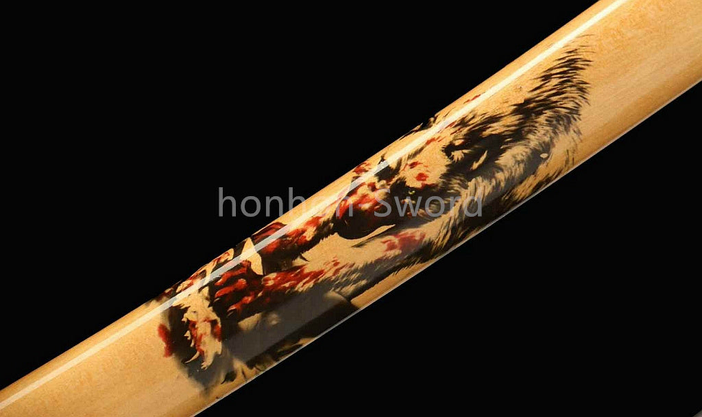 1095 Kohlenstoffstahl Katana Blaue Klinge Japanisches Samurai-Schwert Full Tang Schwarz 