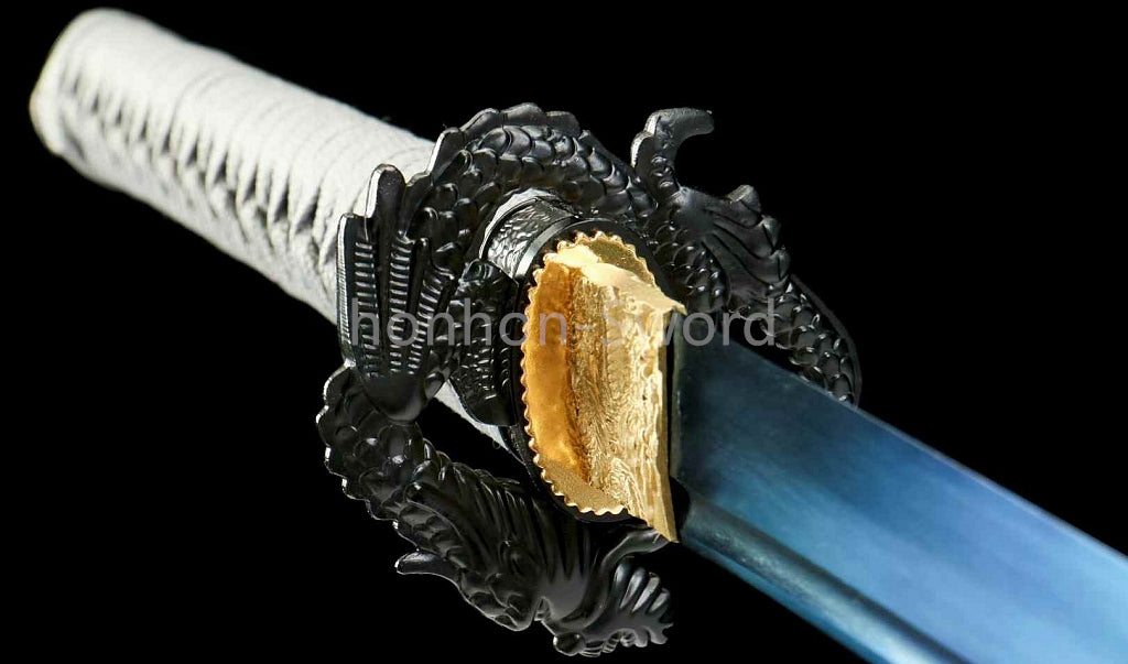 Katana à lame bleue en acier à haute teneur en carbone 1095, épée de samouraï japonais, épée complète noire 