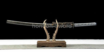 Katana à lame bleue en acier à haute teneur en carbone 1095, épée de samouraï japonais, épée complète noire 