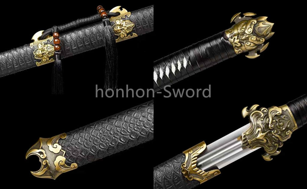 High Manganese Steel Chinese Han Dynasty Jian 汉剑 Double Edge Chinese Jian Sword Black