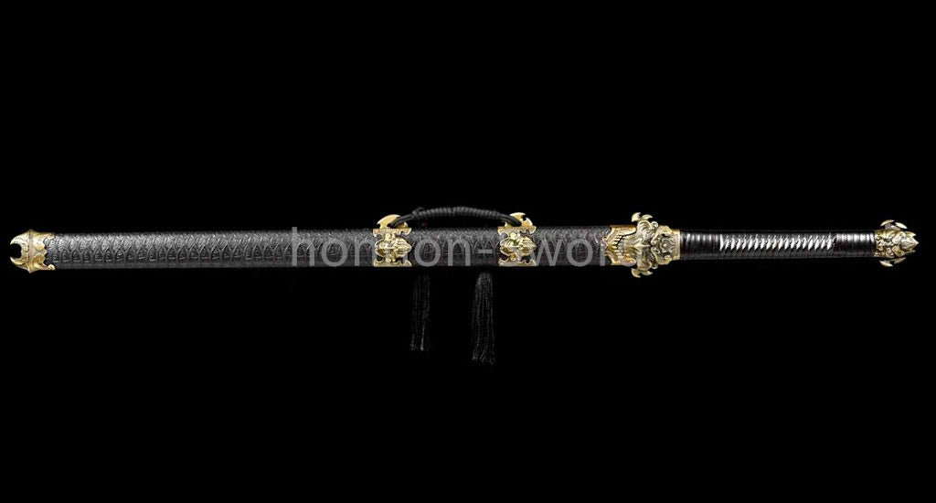High Manganese Steel Chinese Han Dynasty Jian 汉剑 Double Edge Chinese Jian Sword Black