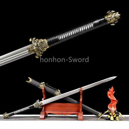 High Manganese Steel Chinese Han Dynasty Jian 汉剑 Double Edge Chinese Jian Sword Black
