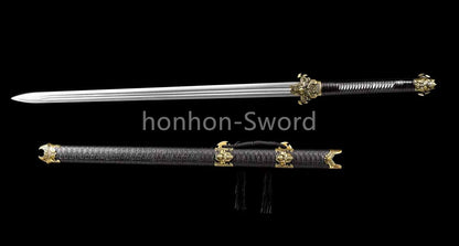 High Manganese Steel Chinese Han Dynasty Jian 汉剑 Double Edge Chinese Jian Sword Black