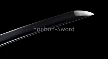 1095 Kohlenstoffstahl Katana Blaue Klinge Japanisches Samurai-Schwert Full Tang Schwarz 