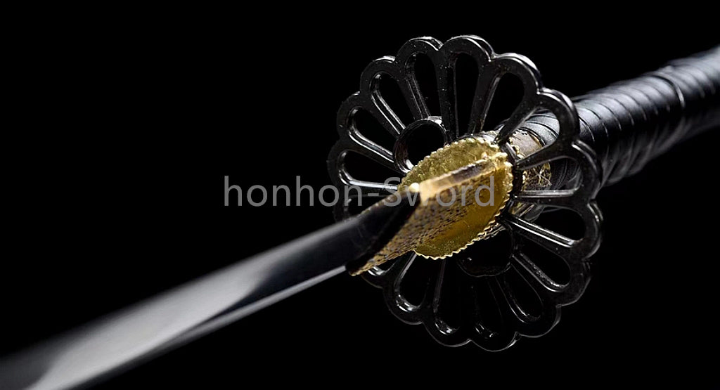 1095 Kohlenstoffstahl Katana Blaue Klinge Japanisches Samurai-Schwert Full Tang Schwarz 