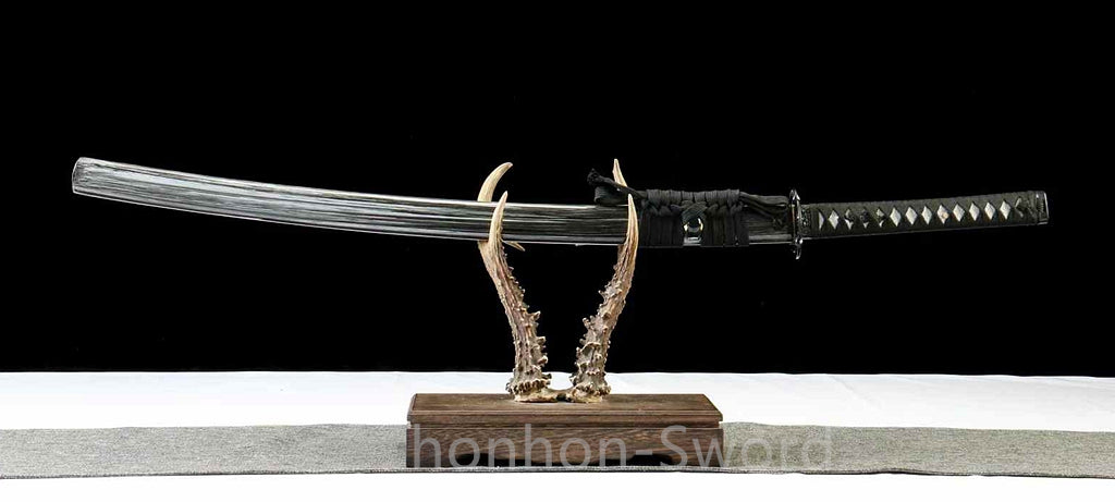 Katana à lame bleue en acier à haute teneur en carbone 1095, épée de samouraï japonais, épée complète noire 