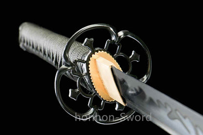 Katana à lame bleue en acier à haute teneur en carbone 1095, épée de samouraï japonais, épée complète noire 
