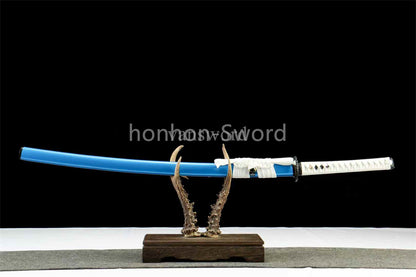 1060 Carbon Steel Functional Katana Japanese Samurai Sword Full Tang Blue Blade