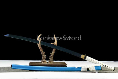 1060 Carbon Steel Functional Katana Japanese Samurai Sword Full Tang Blue Blade
