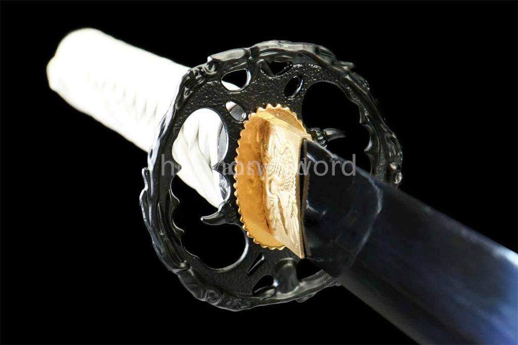 1060 Carbon Steel Functional Katana Japanese Samurai Sword Full Tang Blue Blade