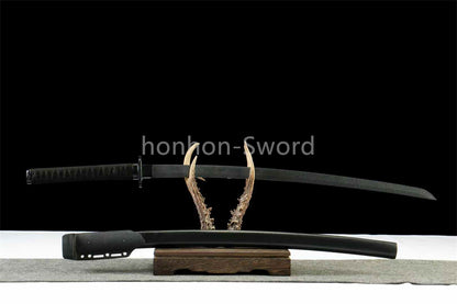 Ceramics Coated 1045 Carbon Steel Tactical Katana Japanese Samurai Sword Black
