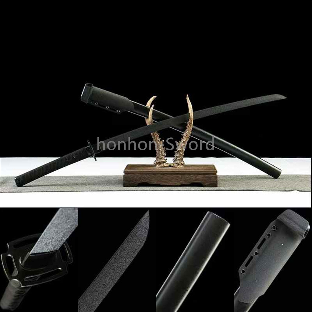 Ceramics Coated 1045 Carbon Steel Tactical Katana Japanese Samurai Sword Black
