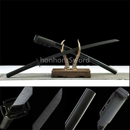 Ceramics Coated 1045 Carbon Steel Tactical Katana Japanese Samurai Sword Black