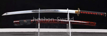 Katana en acier à haute teneur en manganèse, épée de samouraï japonais, prête pour la bataille, Saya blanche dorée 