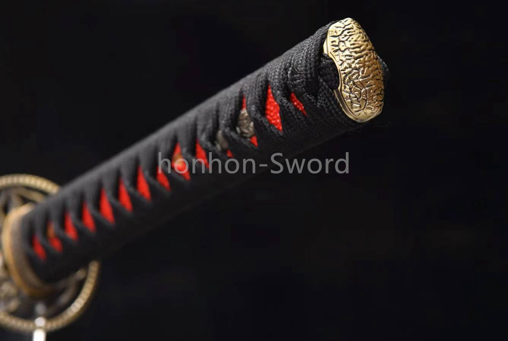 Katana en acier à haute teneur en manganèse, épée de samouraï japonais, prête pour la bataille, Saya blanche dorée 