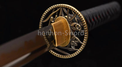 Katana en acier à haute teneur en manganèse, épée de samouraï japonais, prête pour la bataille, Saya blanche dorée 