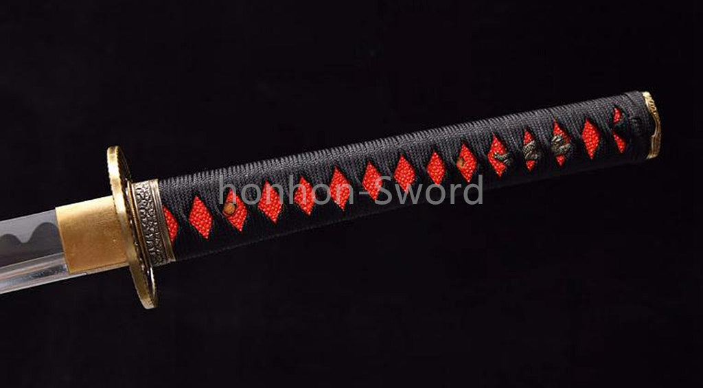 Katana en acier à haute teneur en manganèse, épée de samouraï japonais, prête pour la bataille, Saya blanche dorée 