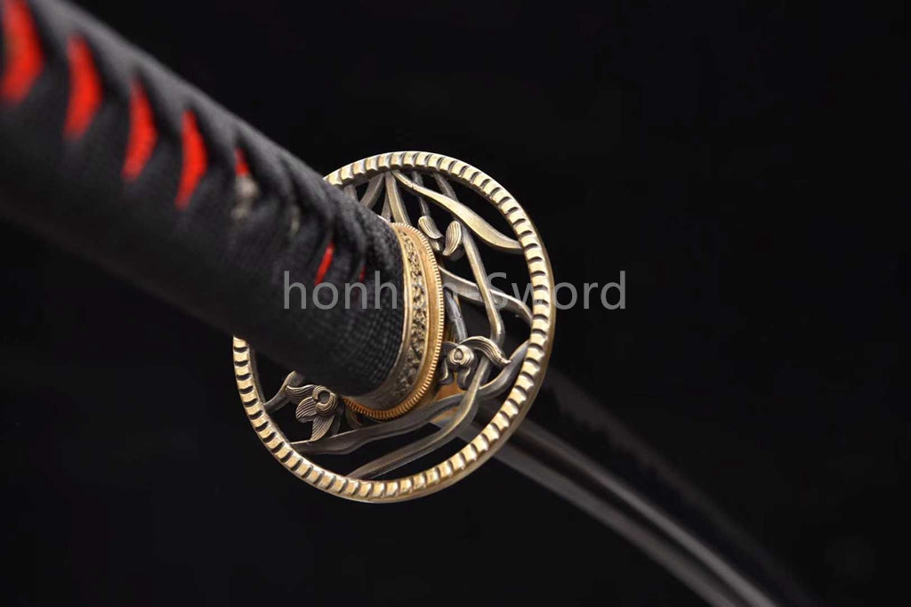 Katana en acier à haute teneur en manganèse, épée de samouraï japonais, prête pour la bataille, Saya blanche dorée 