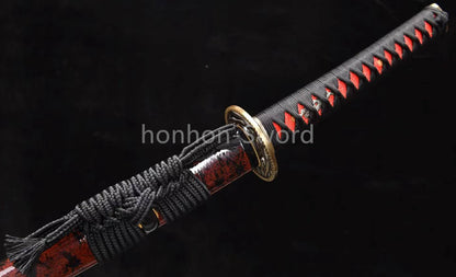 Katana en acier à haute teneur en manganèse, épée de samouraï japonais, prête pour la bataille, Saya blanche dorée 