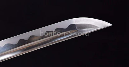 Katana en acier à haute teneur en manganèse, épée de samouraï japonais, prête pour la bataille, Saya blanche dorée 