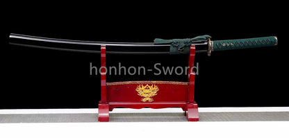 1095 Kohlenstoffstahl Katana Blaue Klinge Japanisches Samurai-Schwert Full Tang Schwarz 