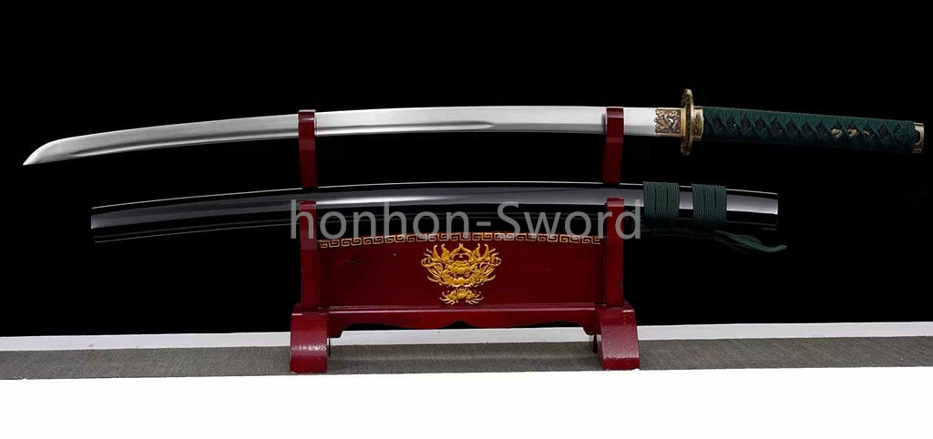 1095 Kohlenstoffstahl Katana Blaue Klinge Japanisches Samurai-Schwert Full Tang Schwarz 