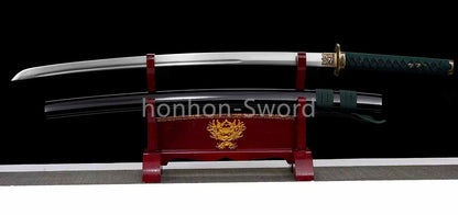 1095 Kohlenstoffstahl Katana Blaue Klinge Japanisches Samurai-Schwert Full Tang Schwarz 