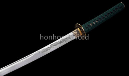 1095 Kohlenstoffstahl Katana Blaue Klinge Japanisches Samurai-Schwert Full Tang Schwarz 