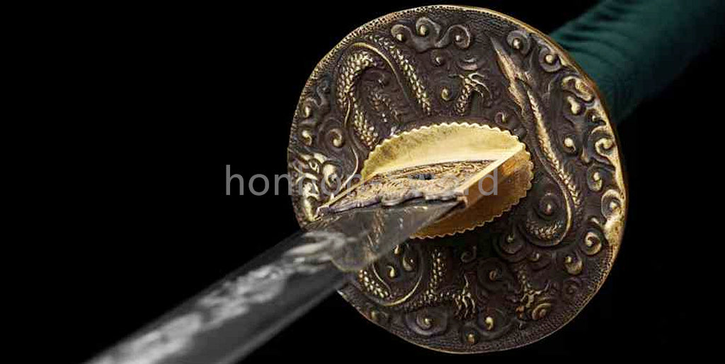 1095 Kohlenstoffstahl Katana Blaue Klinge Japanisches Samurai-Schwert Full Tang Schwarz 