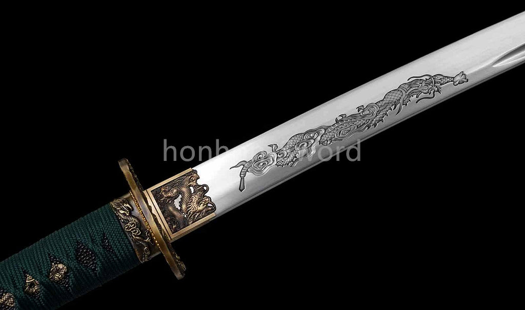 1095 Kohlenstoffstahl Katana Blaue Klinge Japanisches Samurai-Schwert Full Tang Schwarz 