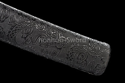 Japanese Tanto Handmade Carbon Steel Sword Full Tang Budget Sword Black