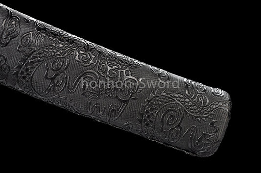 Japanese Tanto Handmade Carbon Steel Sword Full Tang Budget Sword Black