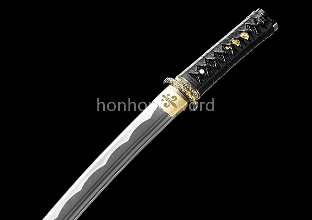 Japanese Tanto Handmade Carbon Steel Sword Full Tang Budget Sword Black