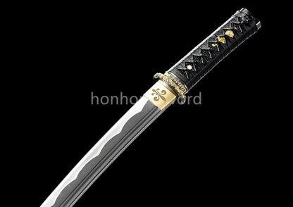 Katana à lame bleue en acier à haute teneur en carbone 1095, épée de samouraï japonais, épée complète noire 