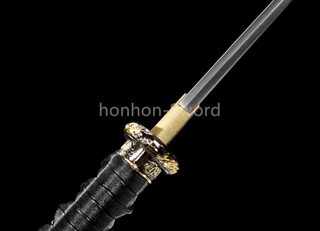 Katana à lame bleue en acier à haute teneur en carbone 1095, épée de samouraï japonais, épée complète noire 